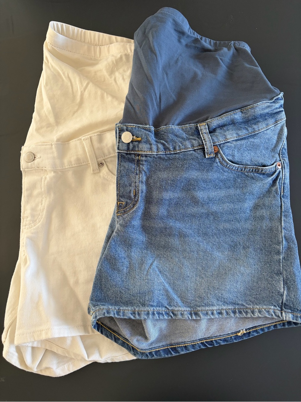 Maternity Denim Shorts - Blue and White